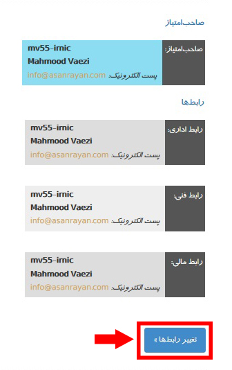 نحوه تنظیم رابط های مجاز برای تمدید دامنه IR توسط آسان رایان