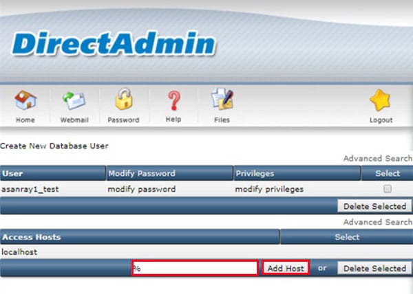 اتصال ریموت به mysql در دایرکت ادمین