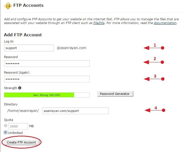 روش ایجاد اکانت FTP در Cpanel